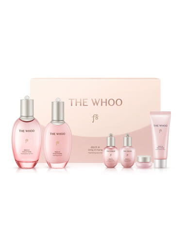 The Whoo skincare product set on a light gray background